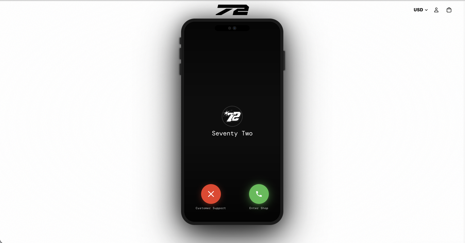 SeventyTwo Shopify store — animated call-to-enter gate